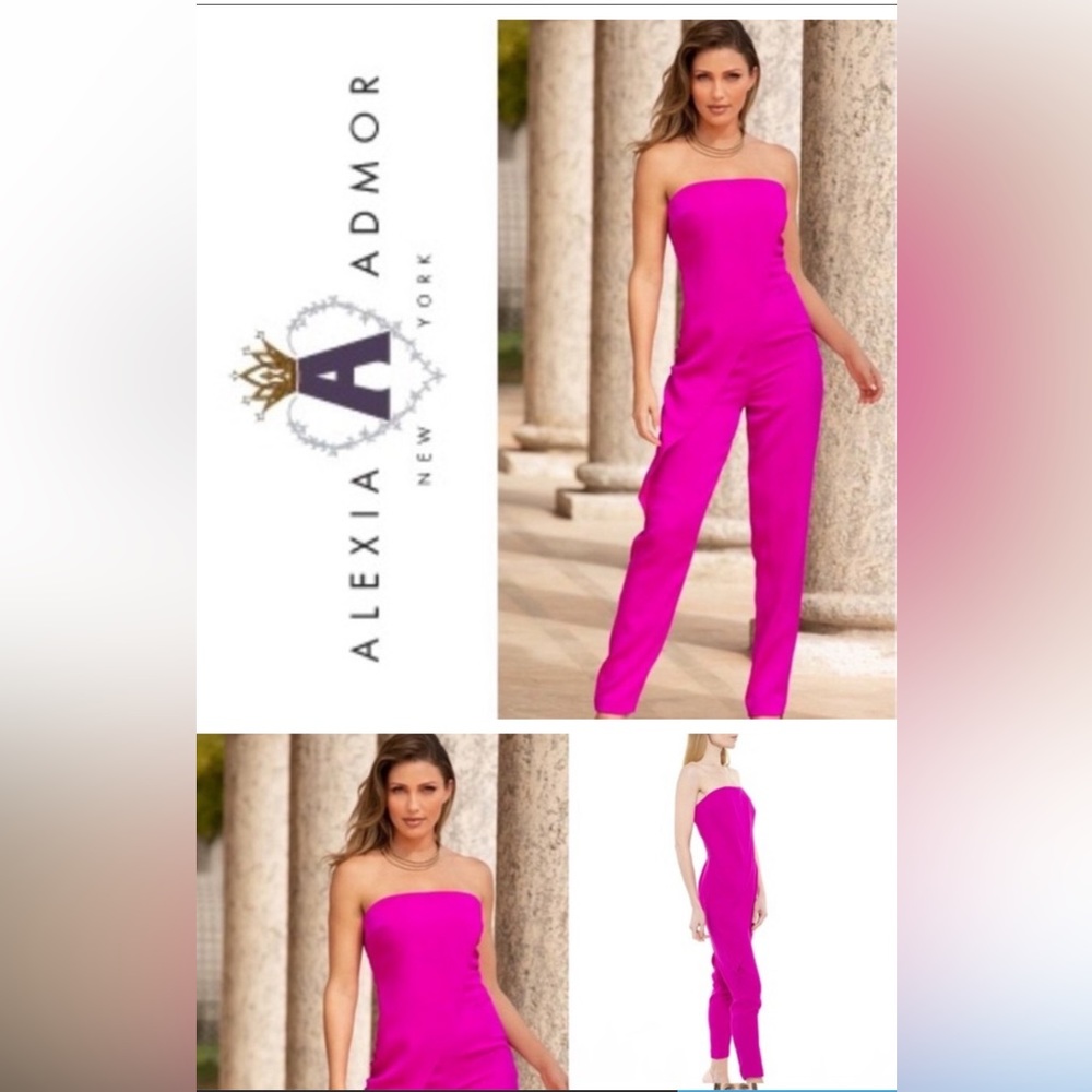 Alexia Admor Woman’s fuscia strapless jumpsuit size 8 - Picture 7 of 13